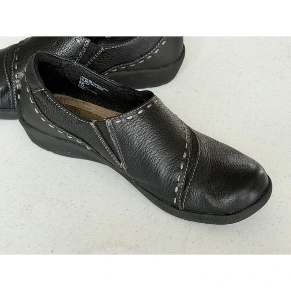 Earth Origins Black Leather Loafers Leona Size 8 M Slip-On Flats Shoes - Picture 6 of 14
